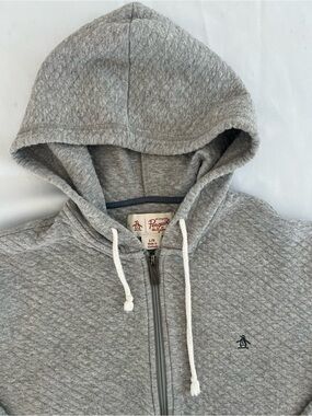 Original Penguin Quilted Light Gray Zip-Up Hoodie